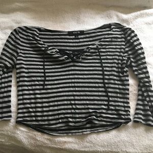 Black and Grey Striped crop top